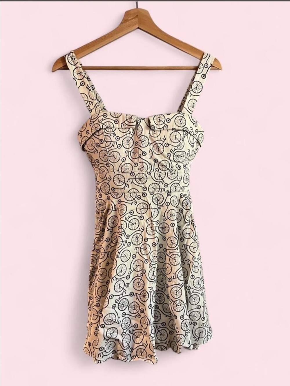 Bicycle-Print Mini Sundress with Wide Straps